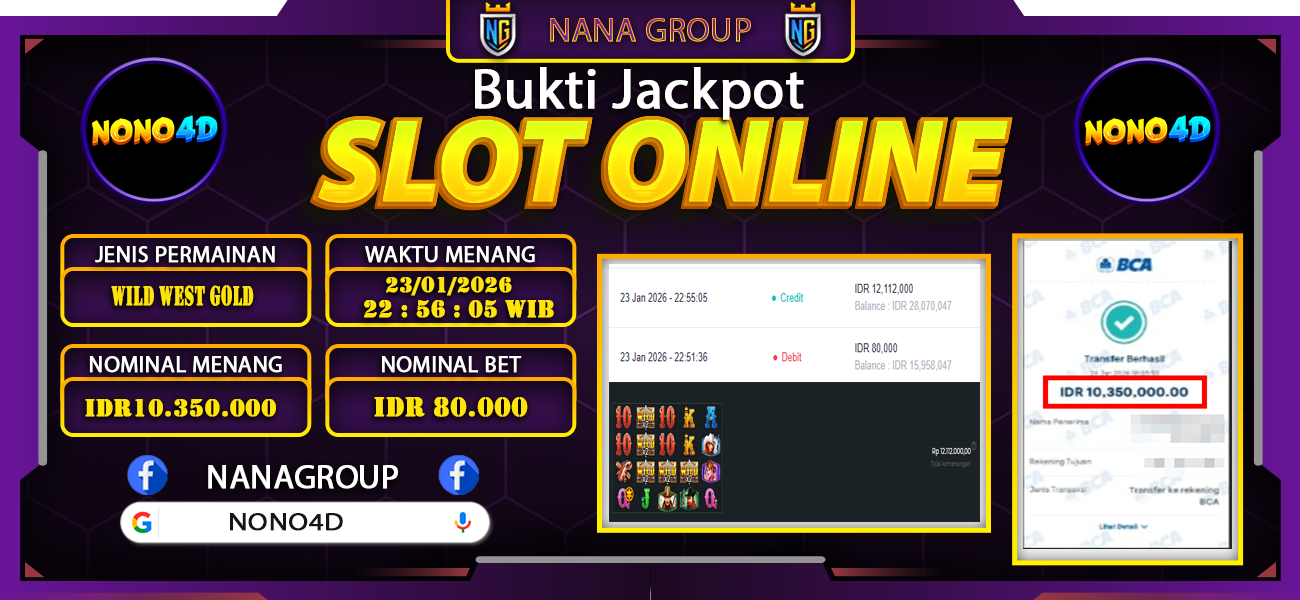 Bukti Kemenangan Besar Dibayar lunas Member NONO4D RP 10.350.000, 24 Januari 2026